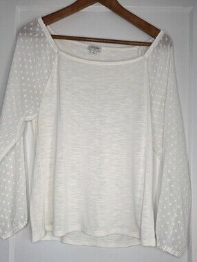 J.Crew White Swiss Dot Puff Sleeve Top Size Small